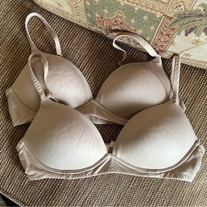 ✅Victoria Secret - Two Tan/Cream No Underwire Bras!